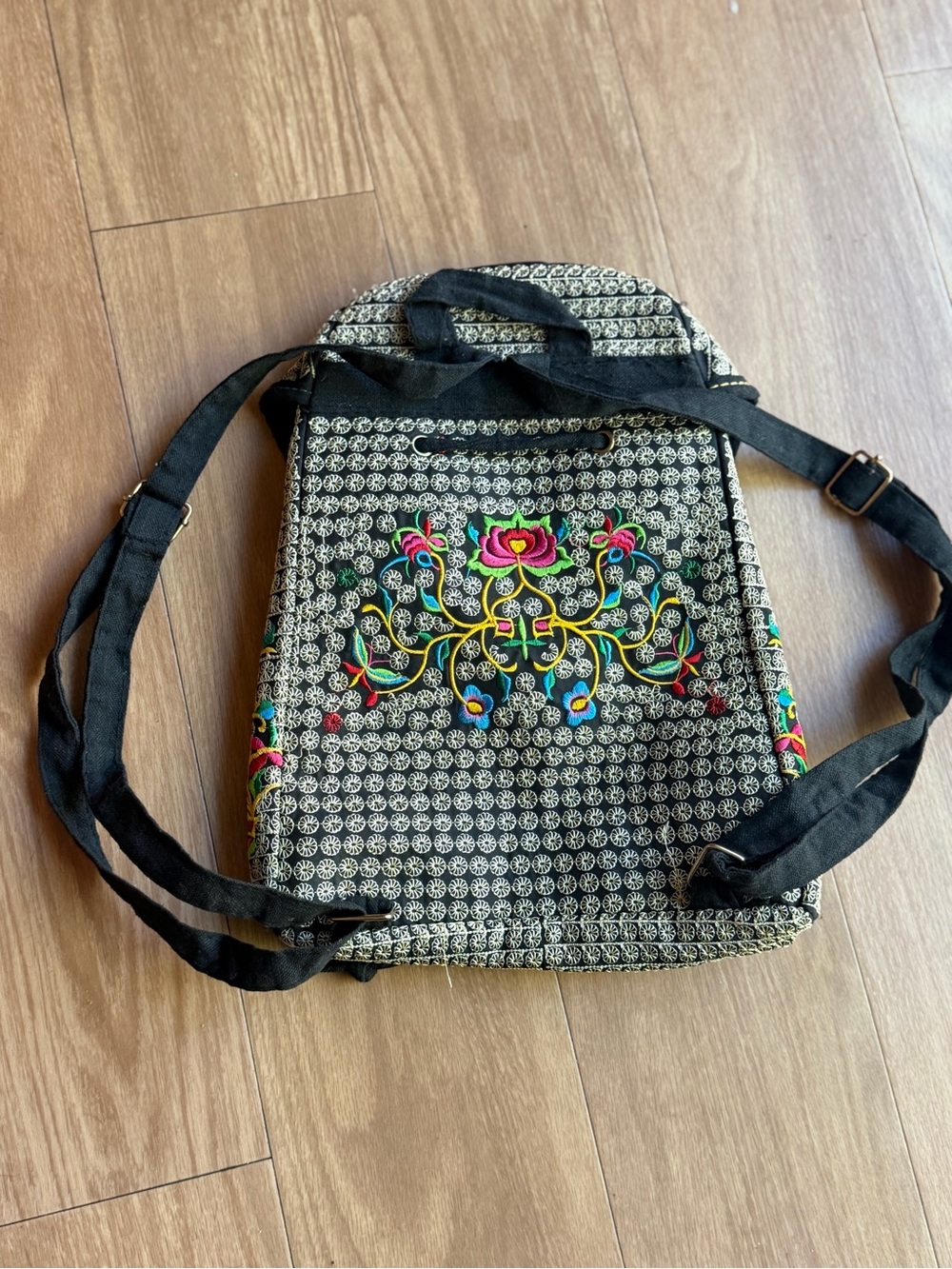 Embroidered Pink Floral Mini Backpack - Picture 2 of 2